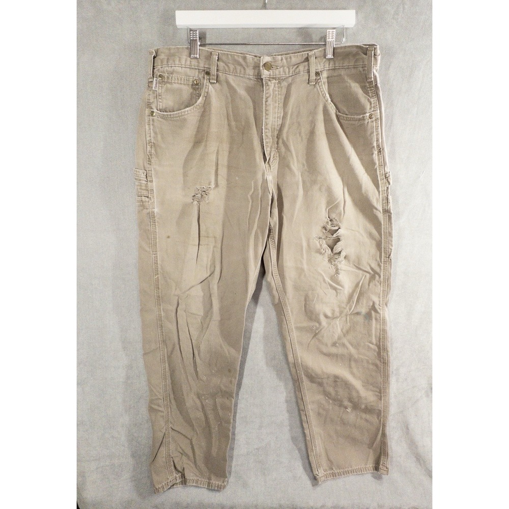 Carhartt Loose Fit Work Pants Thrashed Distressed Mens 38x34 B159-MUS